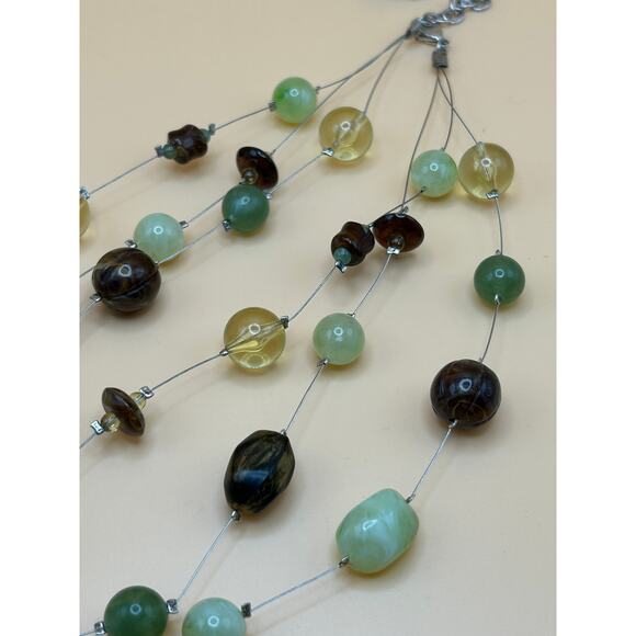 3-Strand Beaded Necklace & Dangle Earrings Set - Picture 4 of 6